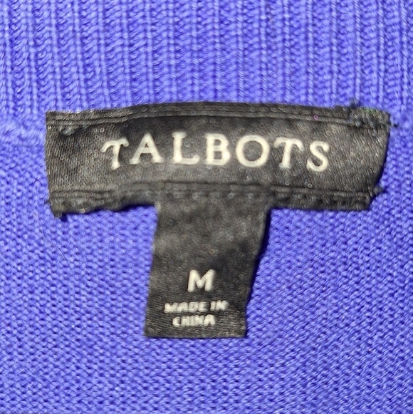 A Talbots size medium womens blue knitted cardigan sweater. EUC. - Picture 2 of 6